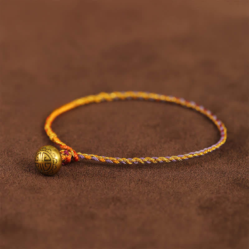 Buddha Stones Hand-woven Colorful String Bell Balance Braided Bracelet - Purple - 7.9 in (20 cm) - image 1