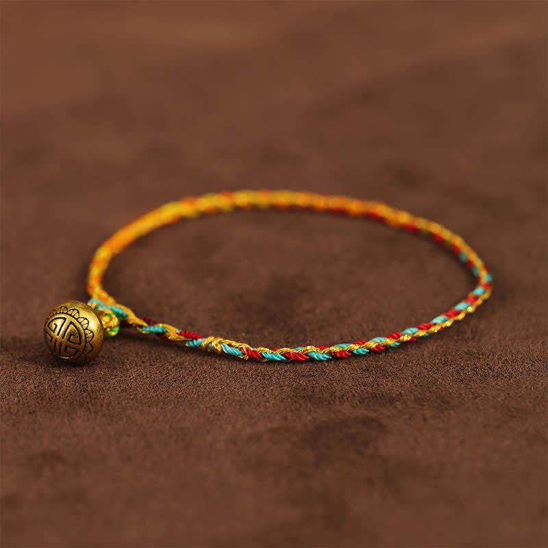 Buddha Stones Hand-woven Colorful String Bell Balance Braided Bracelet - Blue - 7.9 in (20 cm) - image 0