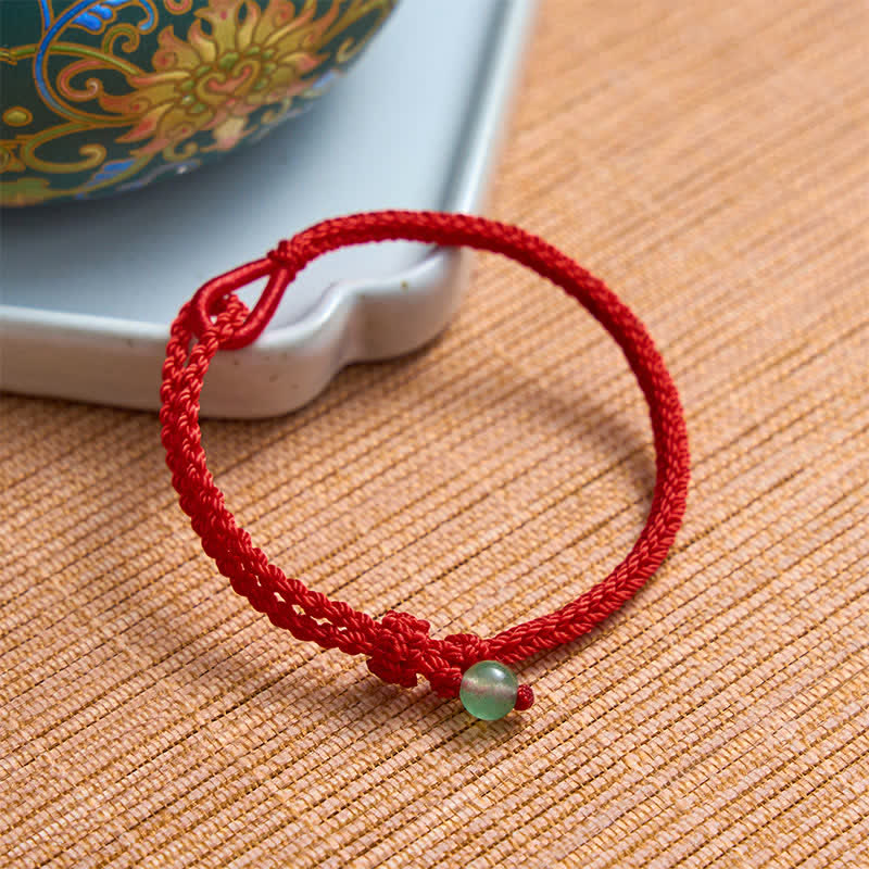 Buddha Stones Green Aventurine Red String Balance Bracelet - image 1