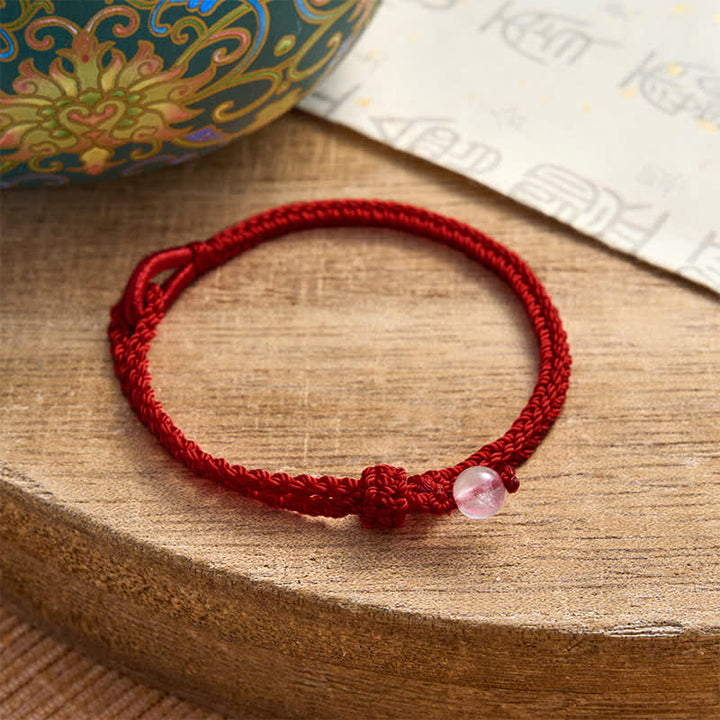 Buddha Stones Green Aventurine Red String Balance Bracelet - Rose Quartz - Dark Red String - 19–20 cm - image 16