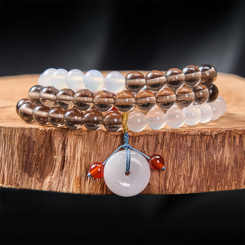Buddha Stones Ice Obsidian And White Chalcedony Peace Buckle Serenity Multi Wrap Bracelet - Ice Obsidian(Cleansing ♥ Positive) - 8mm - image 0