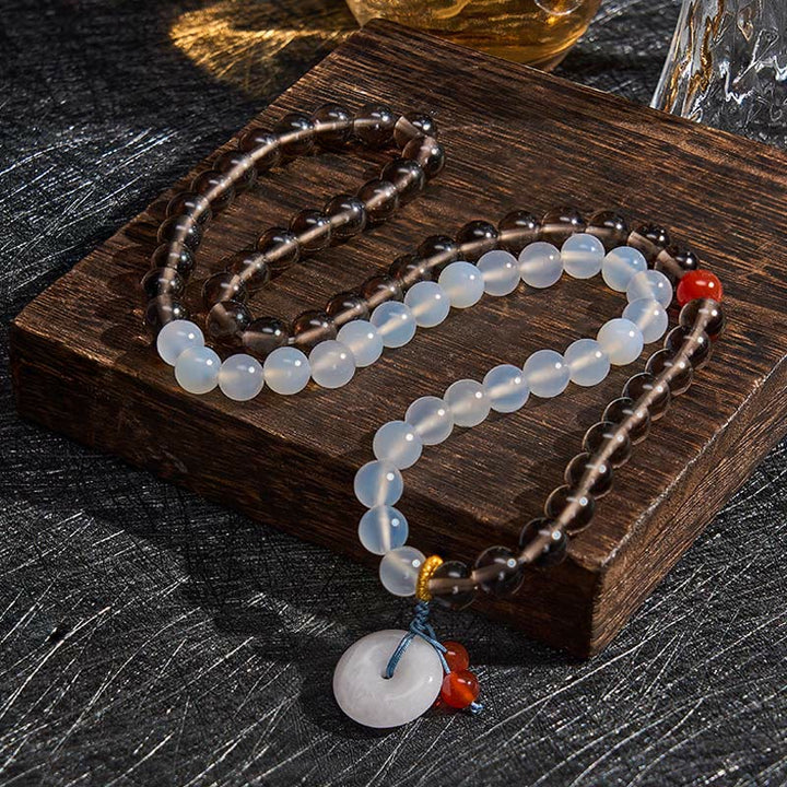 Buddha Stones Ice Obsidian And White Chalcedony Peace Buckle Serenity Multi Wrap Bracelet - image 3