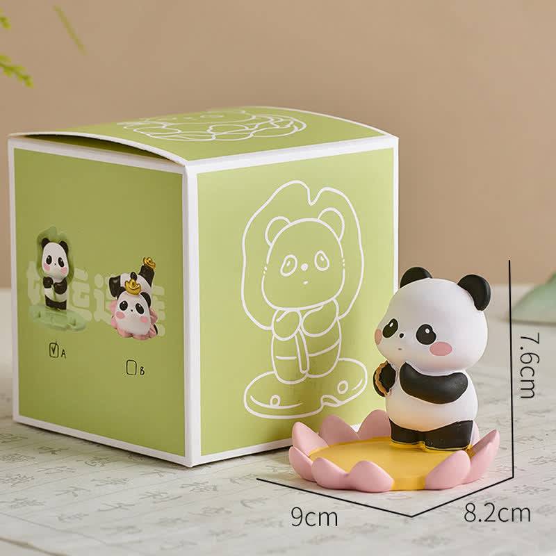 Buddha Stones Resin Lotus Panda Phone Stand Cute Animal Decor - Panda - Standing Amidst Lotus - Resin (Protection ♥ Stability Energy) - image 13