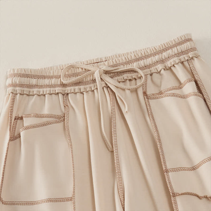 Buddha Stones Summer Casual Minimalist Drawstring Patch Pocket Solid Ankle Pants Women's Straight Leg Pants With Pocket - image 2