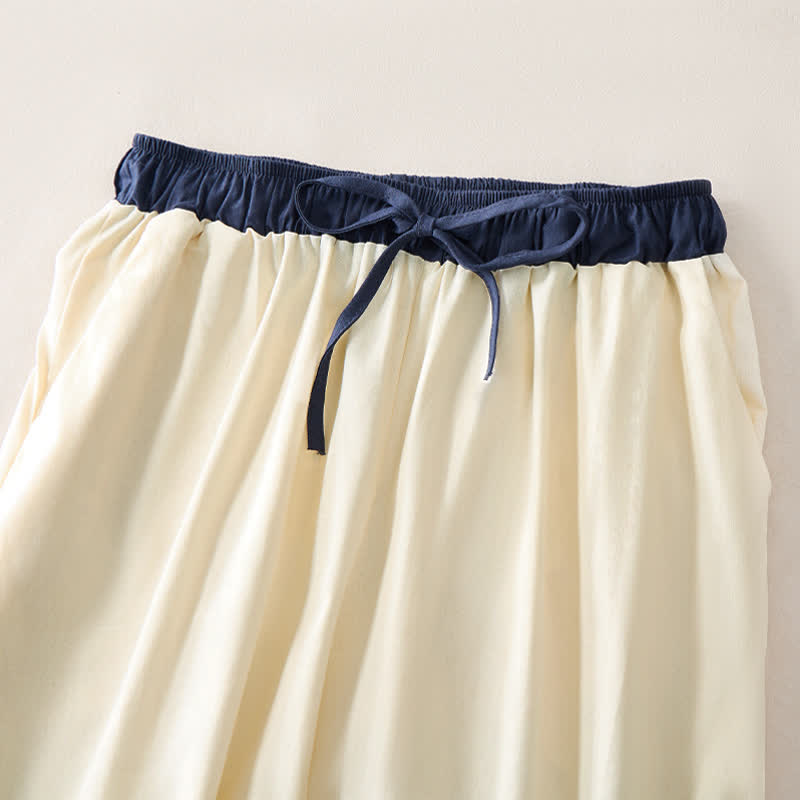 Buddha Stones Summer Casual Drawstring Solid Cropped Pants Women's Straight Leg Pants With Pocket - image 2