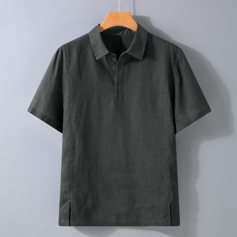 Buddha Stones Summer Casual Minimalist Button-Up Solid Men's Short Sleeve Shirts - DimGray - US/UK/AU44, EU54 (4XL) - image 2