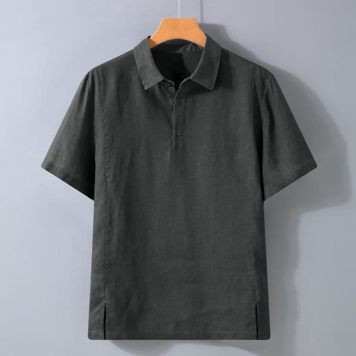 Buddha Stones Summer Casual Minimalist Button-Up Solid Men's Short Sleeve Shirts - DimGray - US/UK/AU44, EU54 (4XL) - image 2