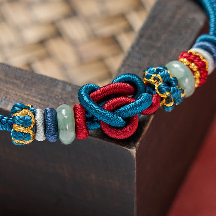 Buddha Stones Hand-Woven Love Heart Knot Jade Luck Braided Cord Bracelet - image 20