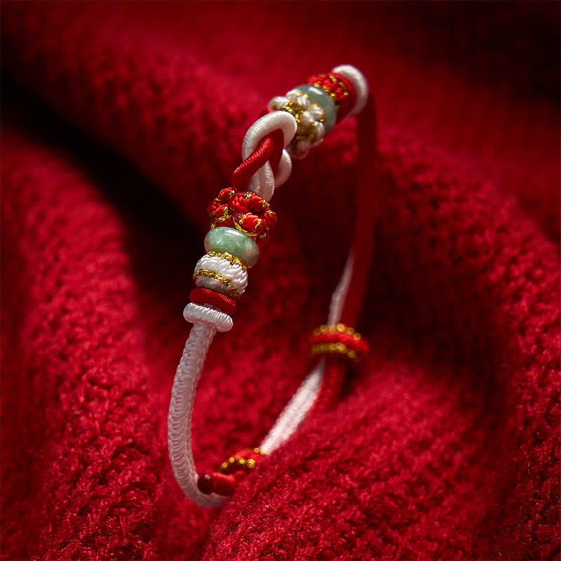 Buddha Stones Hand-Woven Love Heart Knot Jade Luck Braided Cord Bracelet - image 12