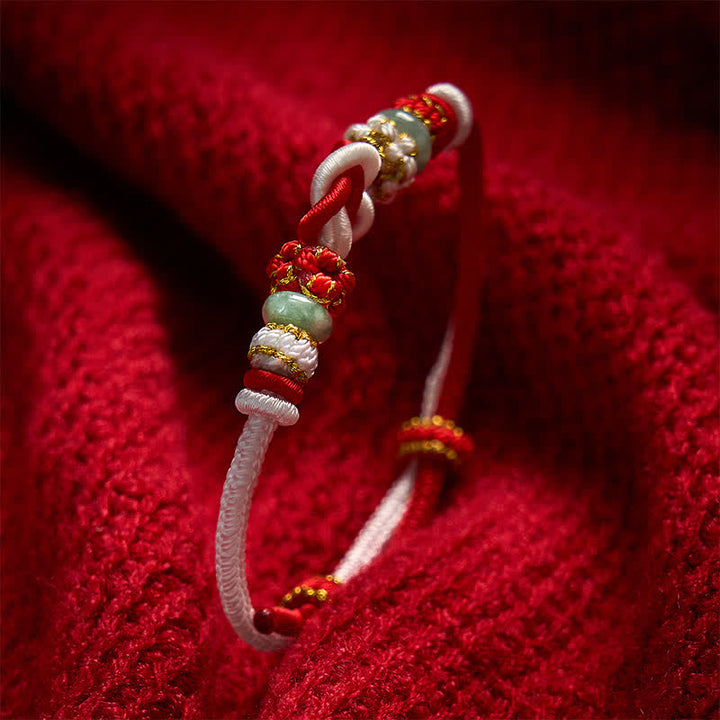 Buddha Stones Hand-Woven Love Heart Knot Jade Luck Braided Cord Bracelet - image 12