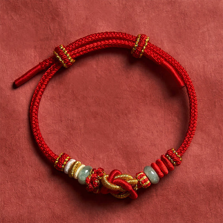 Buddha Stones Hand-Woven Love Heart Knot Jade Luck Braided Cord Bracelet - image 2