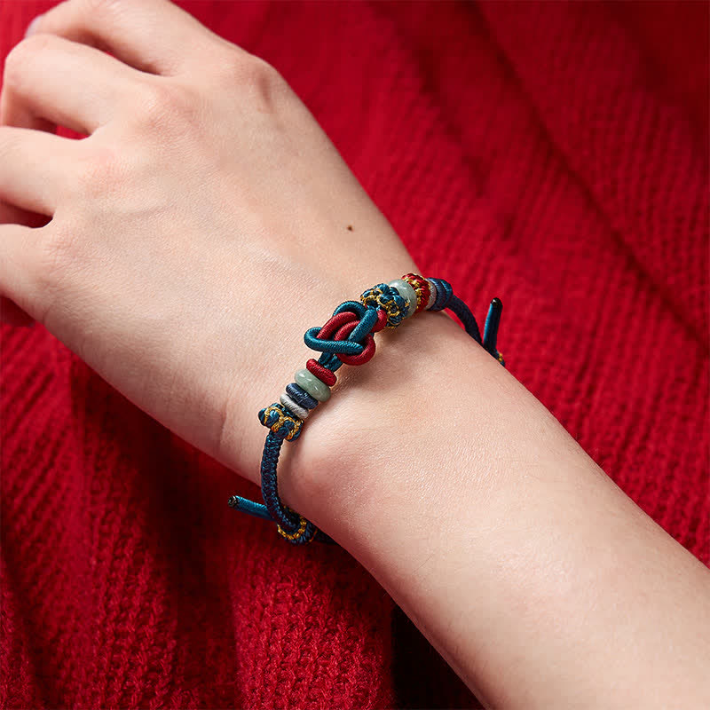 Buddha Stones Hand-Woven Love Heart Knot Jade Luck Braided Cord Bracelet - image 19