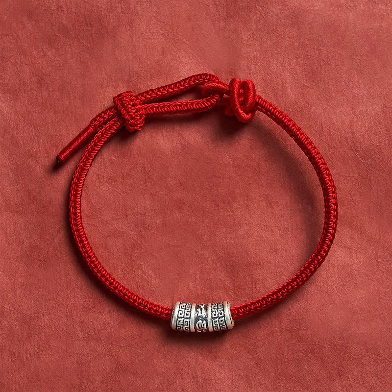 Buddha Stones Handmade Braided Red String Om Mani Padme Hum Protection Bracelet - Red - 5.91-7.48 in (15-19cm) - image 0