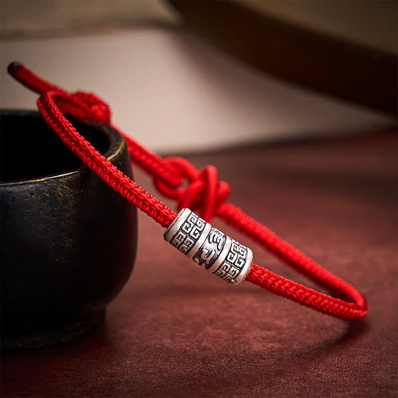 Buddha Stones Handmade Braided Red String Om Mani Padme Hum Protection Bracelet - image 1