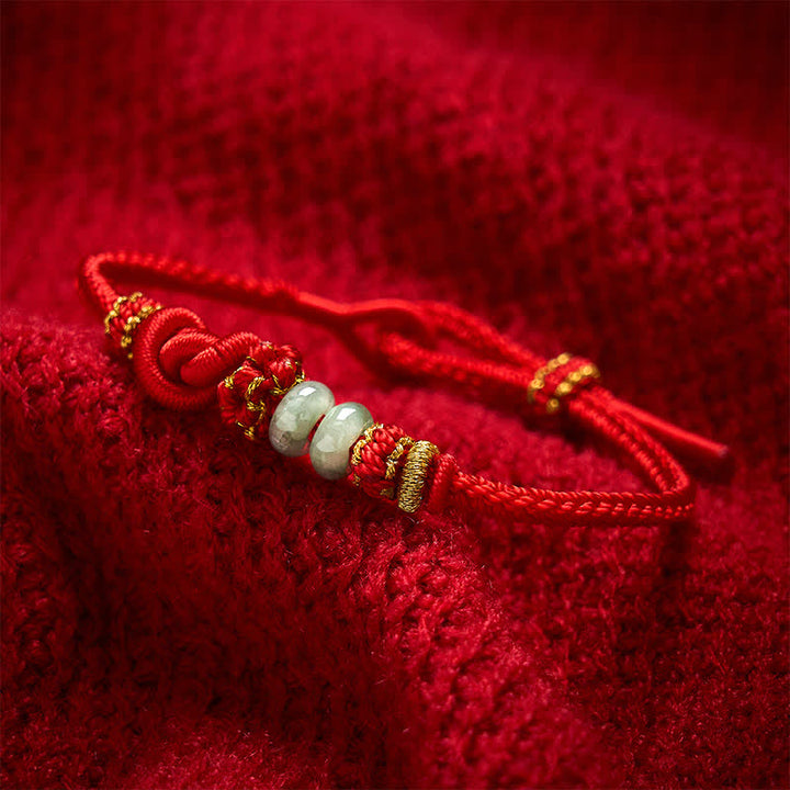 Buddha Stones Chinese Knotting Luck Jade Hand-Woven Adjustable Bracelet - image 3