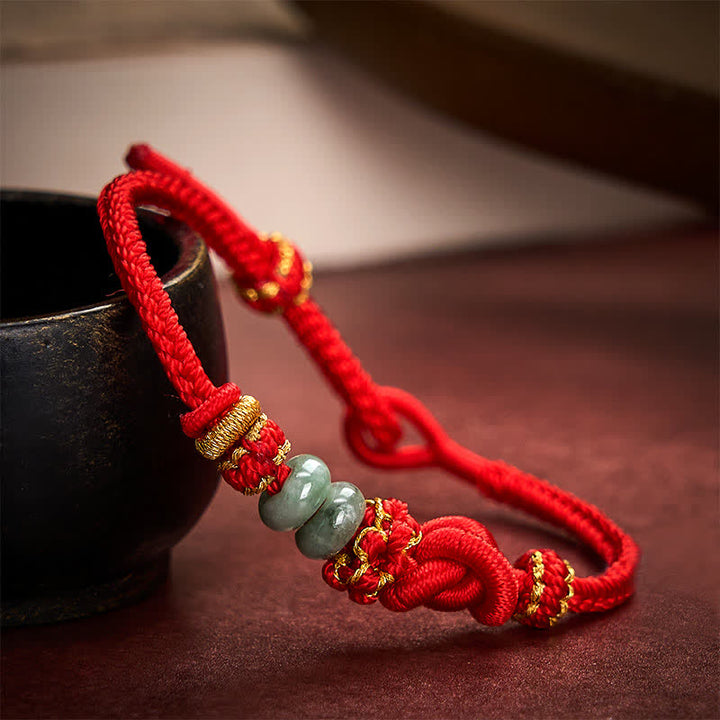 Buddha Stones Chinese Knotting Luck Jade Hand-Woven Adjustable Bracelet - image 2
