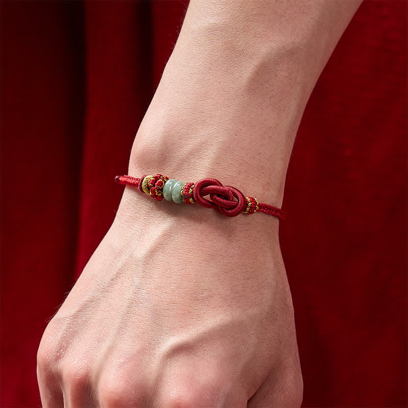 Buddha Stones Chinese Knotting Luck Jade Hand-Woven Adjustable Bracelet - image 12