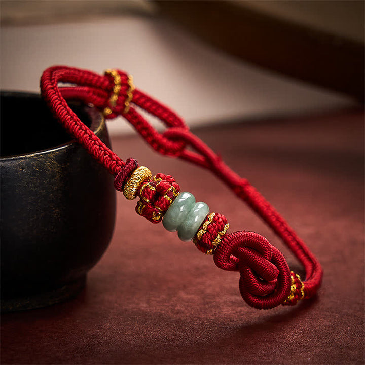 Buddha Stones Chinese Knotting Luck Jade Hand-Woven Adjustable Bracelet - image 9