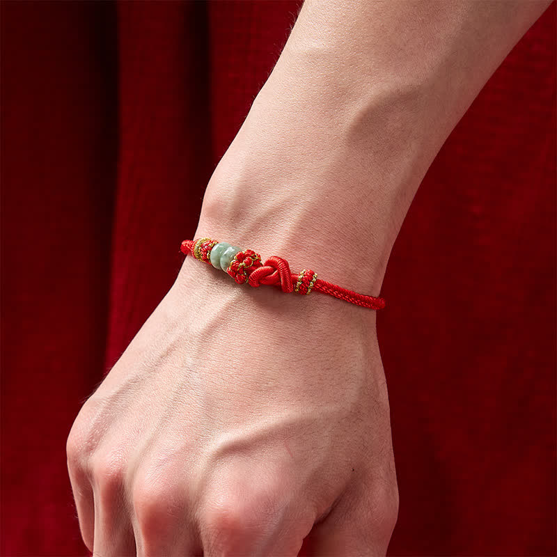 Buddha Stones Chinese Knotting Luck Jade Hand-Woven Adjustable Bracelet - image 4