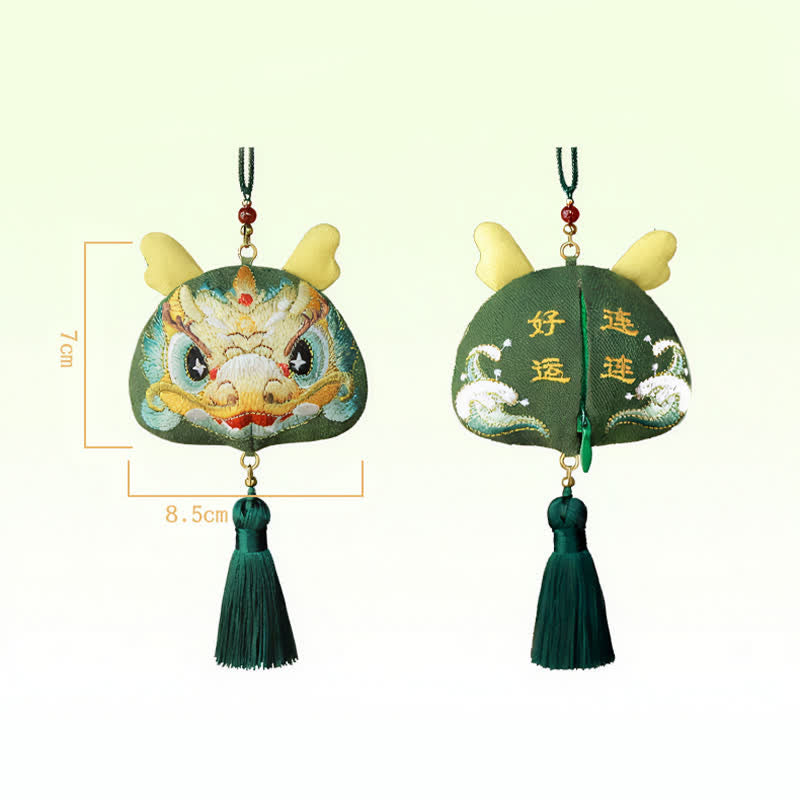Buddha Stones Chinese Zodiac Embroidered Dragon Tiger Tassel Luck Cute Animal Decor - Dragon - image 1