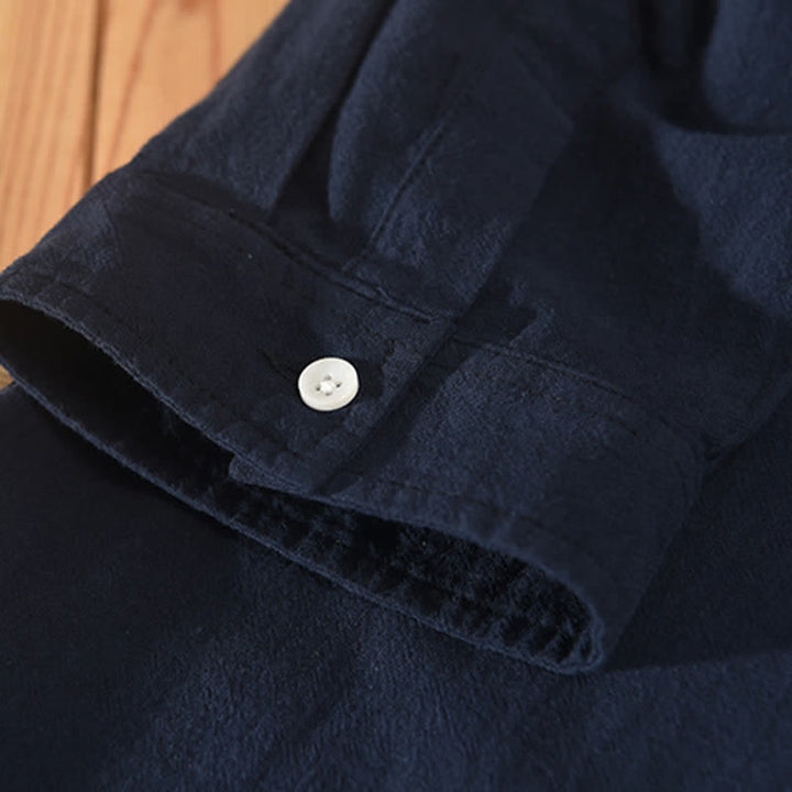 Buddha Stones Summer Casual Minimalist Button-Up Solid Cotton Linen Men's Short Sleeve Shirts With Pocket - image 17