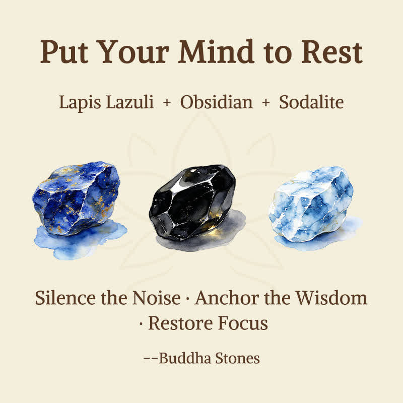 Buddha Stones 3pcs "Put Your Mind to Rest" Lapis Lazuli Balance Bracelet Includes Gift Message Card - image 5