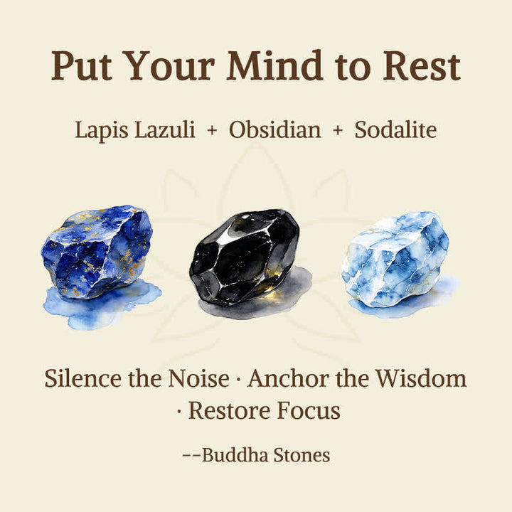 Buddha Stones 3pcs "Put Your Mind to Rest" Lapis Lazuli Balance Bracelet Includes Gift Message Card - image 5