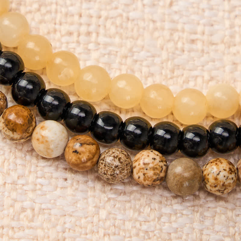 Buddha Stones 3pcs "Clear the Mental Path" Picture Jasper Wisdom Bracelet Includes Gift Message Card - image 4
