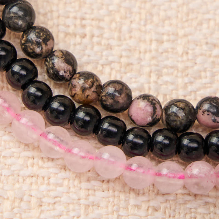 Buddha Stones 3pcs "Open Your Heart" Rhodonite Healing Bracelet Includes Gift Message Card - image 4