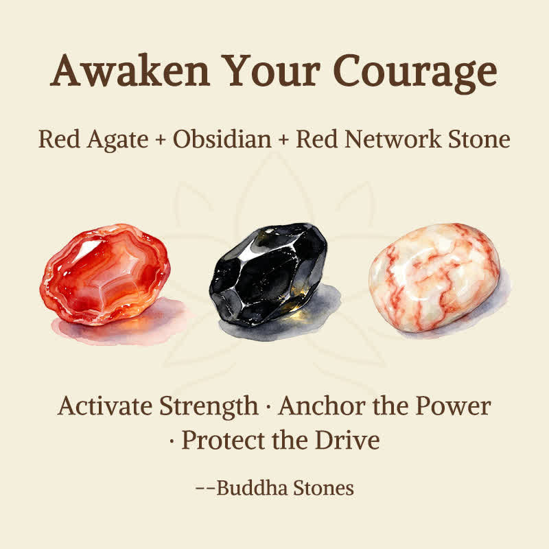 Buddha Stones 3pcs "Awaken Your Courage" Red Agate Calm Bracelet Includes Gift Message Card - image 5