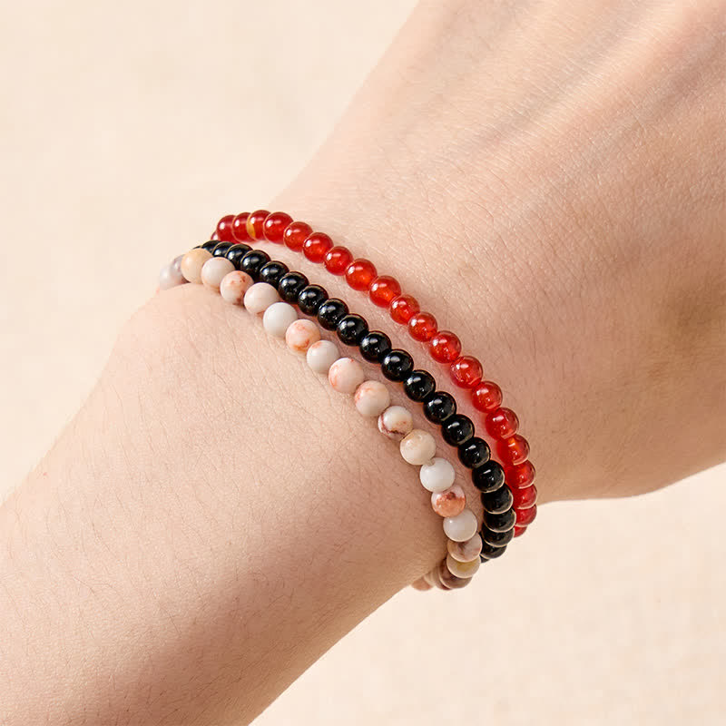 Buddha Stones 3pcs "Awaken Your Courage" Red Agate Calm Bracelet Includes Gift Message Card - image 3