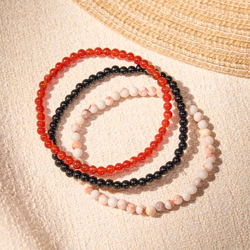 Buddha Stones 3pcs "Awaken Your Courage" Red Agate Calm Bracelet Includes Gift Message Card - image 2