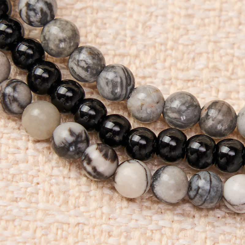 Buddha Stones 3pcs "Filter the Heavy" Black Veined Strength Bracelet Includes Gift Message Card - image 4