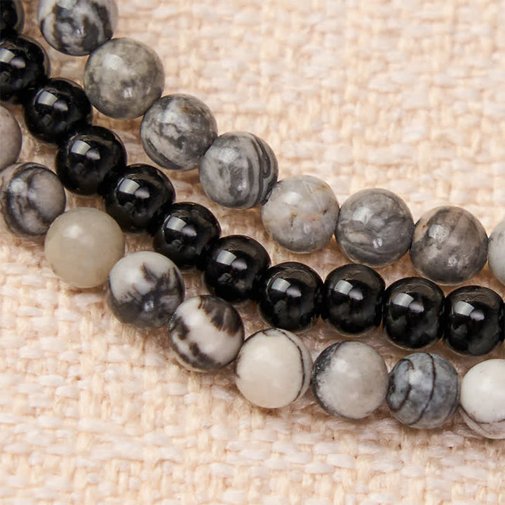 Buddha Stones 3pcs "Filter the Heavy" Black Veined Strength Bracelet Includes Gift Message Card - image 4