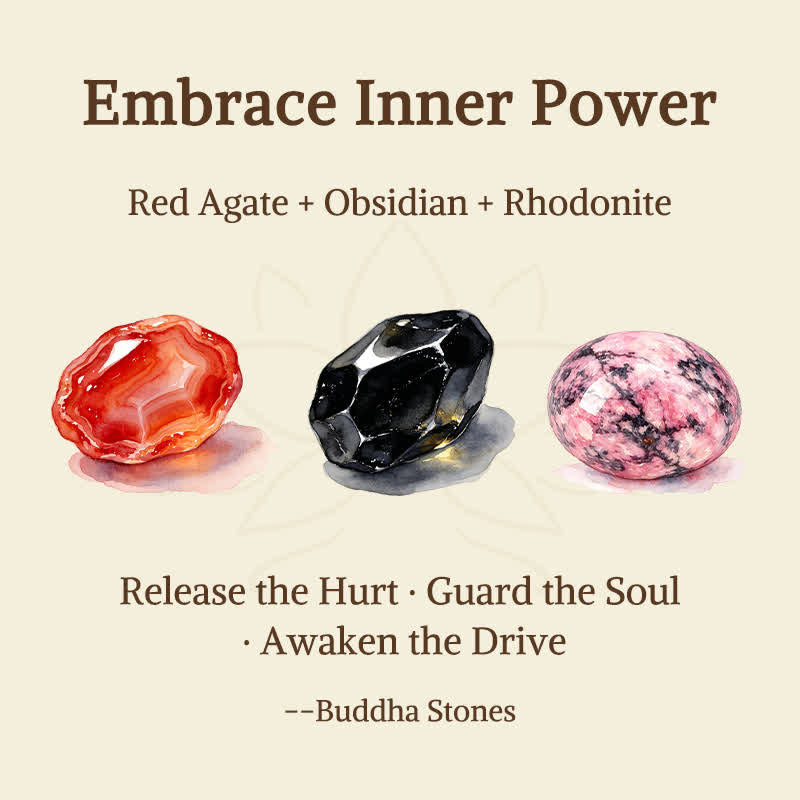 Buddha Stones 3pcs "Embrace Inner Power" Red Agate Confidence Bracelet Includes Gift Message Card - image 5
