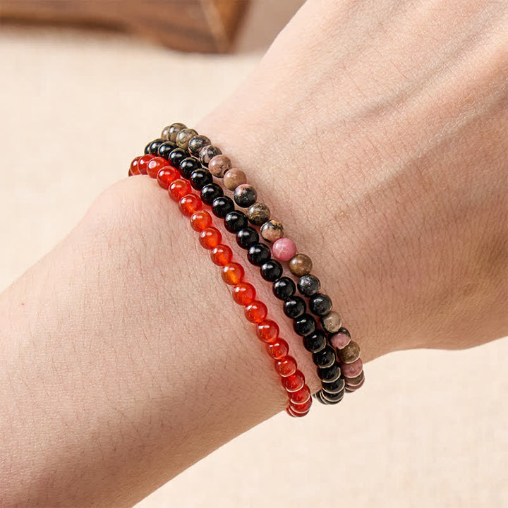 Buddha Stones 3pcs "Embrace Inner Power" Red Agate Confidence Bracelet Includes Gift Message Card - image 3