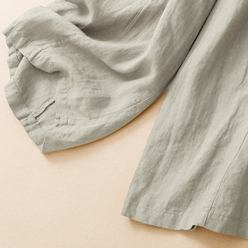Buddha Stones Summer Casual Minimalist Button-Up Solid Ankle Pants Women's Wide Leg Pants With Pocket - image 16