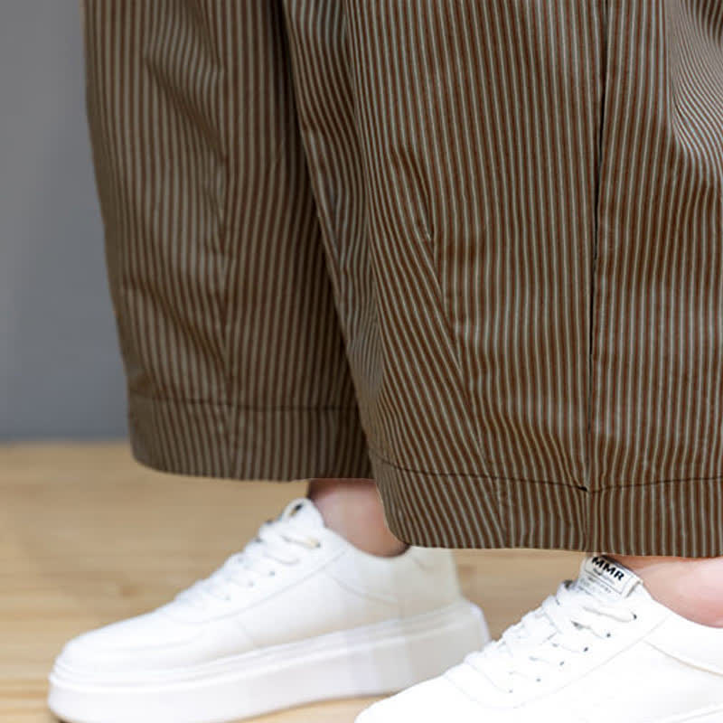 Buddha Stones Summer Casual Drawstring Striped Capri Pants Men's Harem Pants With Pocket - image 32