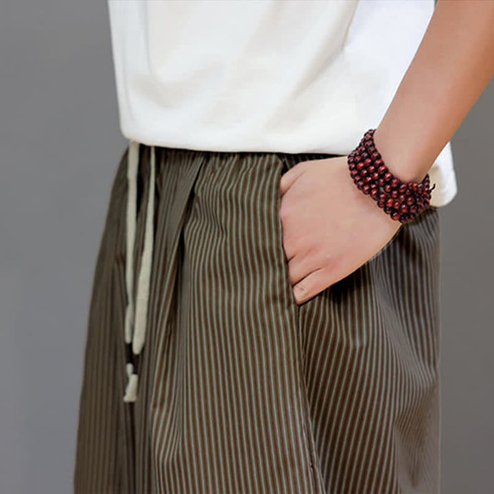 Buddha Stones Summer Casual Drawstring Striped Capri Pants Men's Harem Pants With Pocket - image 31