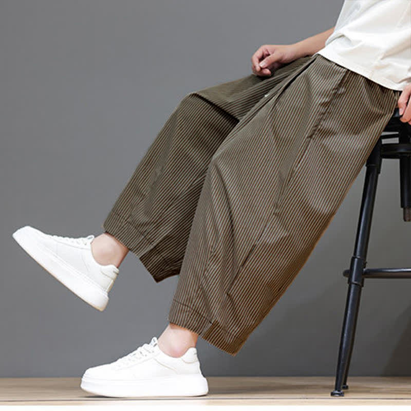 Buddha Stones Summer Casual Drawstring Striped Capri Pants Men's Harem Pants With Pocket - Peru - US/UK/AU46, EU56 (5XL) - image 20