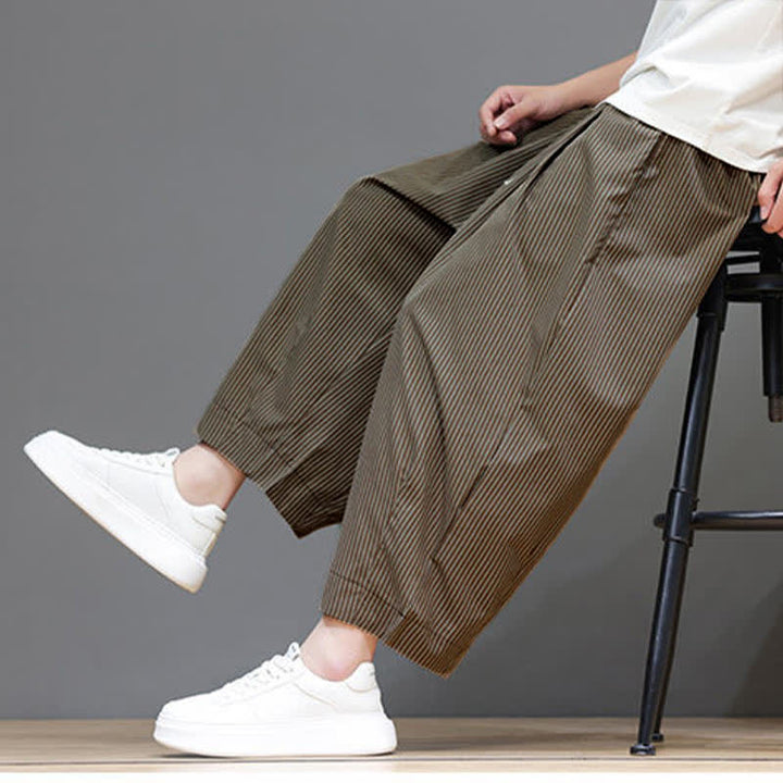 Buddha Stones Summer Casual Drawstring Striped Capri Pants Men's Harem Pants With Pocket - Peru - US/UK/AU46, EU56 (5XL) - image 20