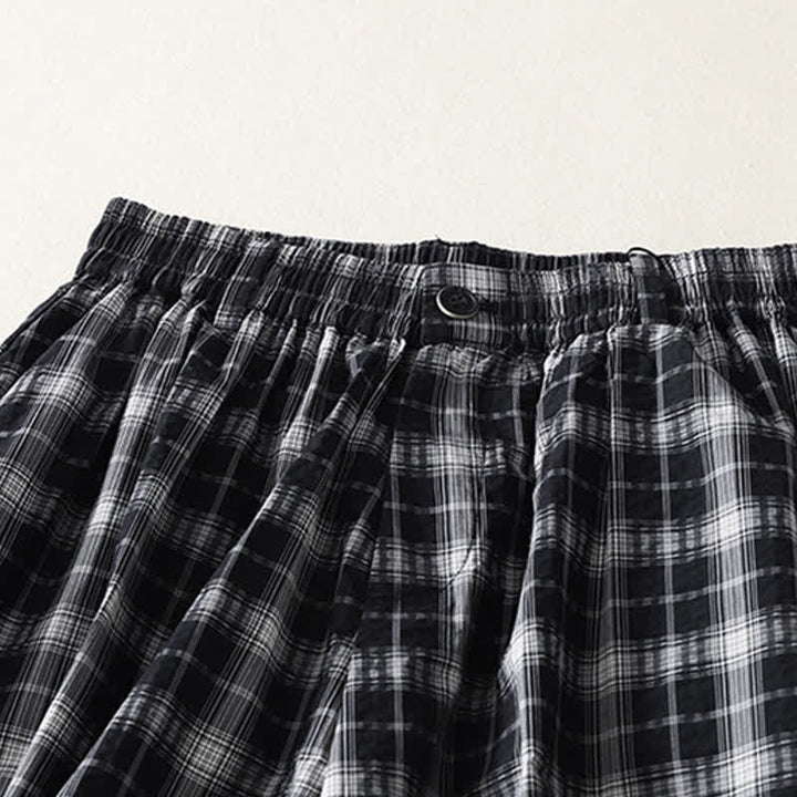 Buddha Stones Summer Casual Plaid Long Pants Women's Tapered Pants With Pockets - image 11