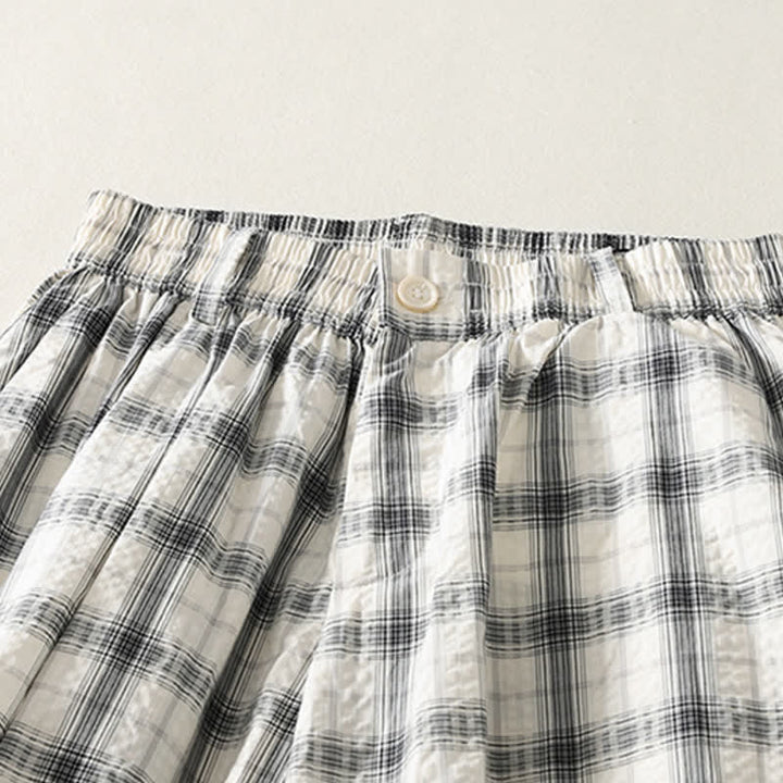 Buddha Stones Summer Casual Plaid Long Pants Women's Tapered Pants With Pockets - image 3