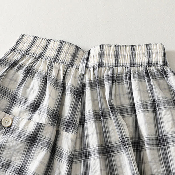 Buddha Stones Summer Casual Plaid Long Pants Women's Tapered Pants With Pockets - image 2