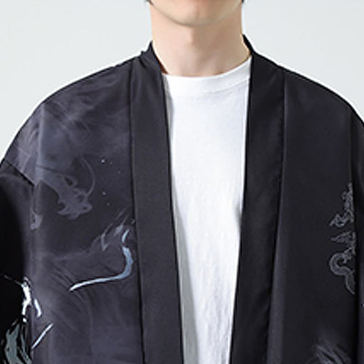 Buddha Stones Summer Casual Vintage Crane Print Men's Kimonos - image 19