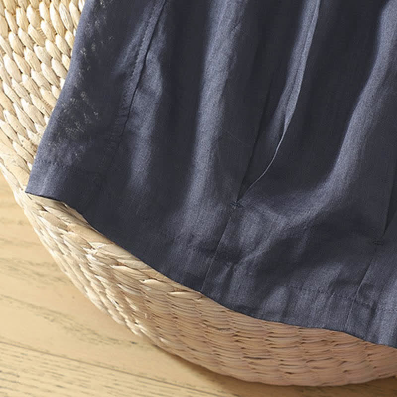 Buddha Stones Summer Casual Boho Drawstring Solid Capri Pants Women's Wide Leg Pants With Pockets - image 13