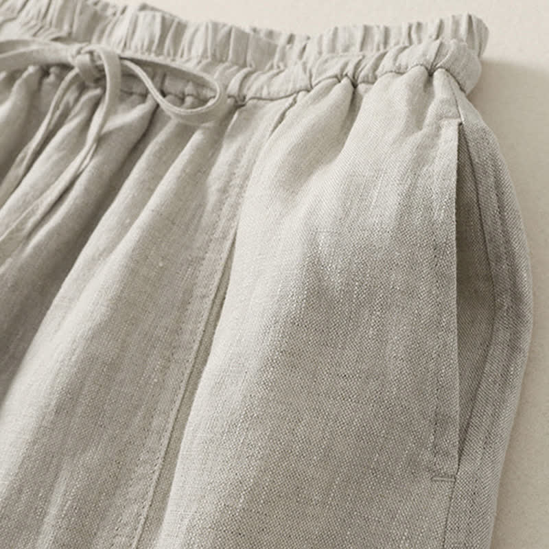 Buddha Stones Summer Casual Minimalist Drawstring Solid Cropped Pants Women's Wide Leg Pants With Pockets - image 16
