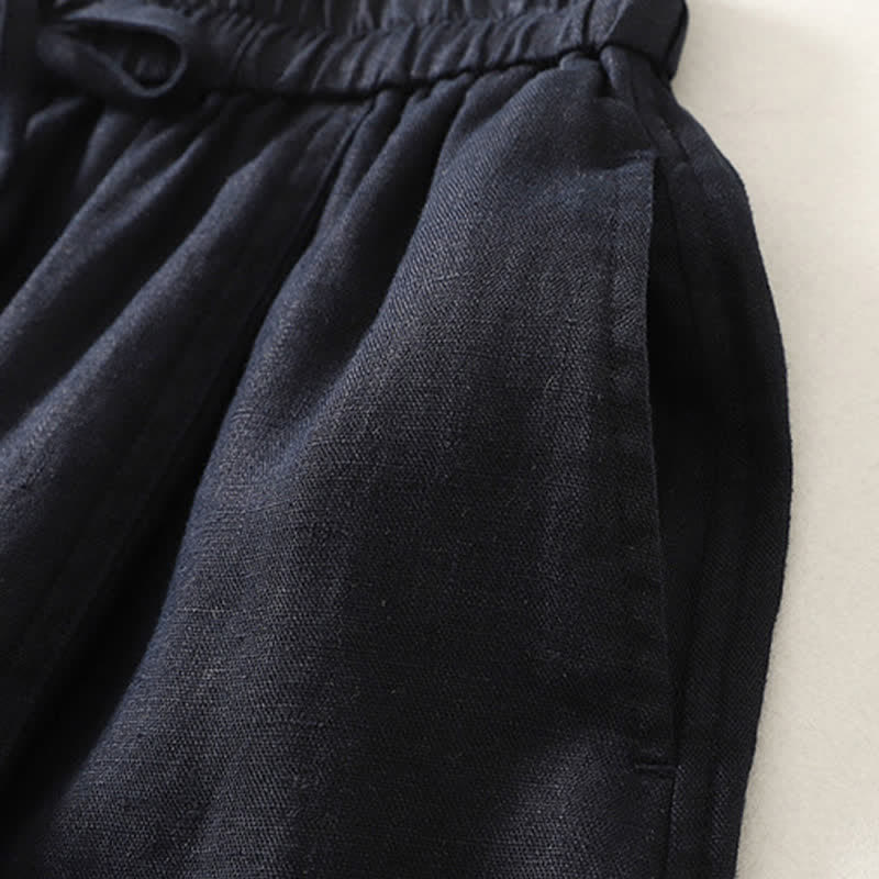 Buddha Stones Summer Casual Minimalist Drawstring Solid Cropped Pants Women's Wide Leg Pants With Pockets - image 6