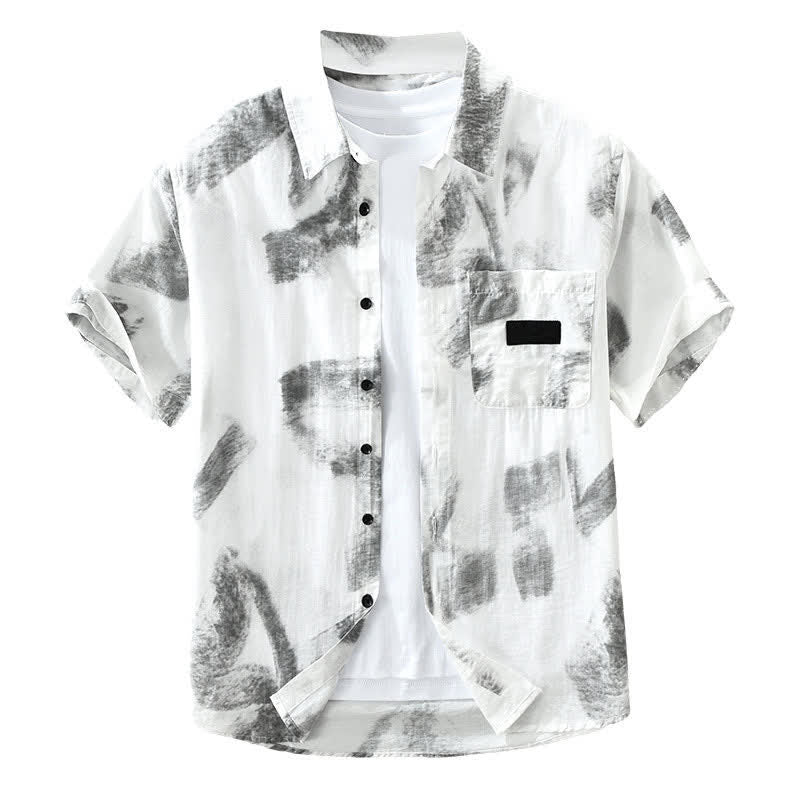 Buddha Stones Summer Casual Button-Up Abstract Men's Short Sleeve Shirts With Pocket - image 2