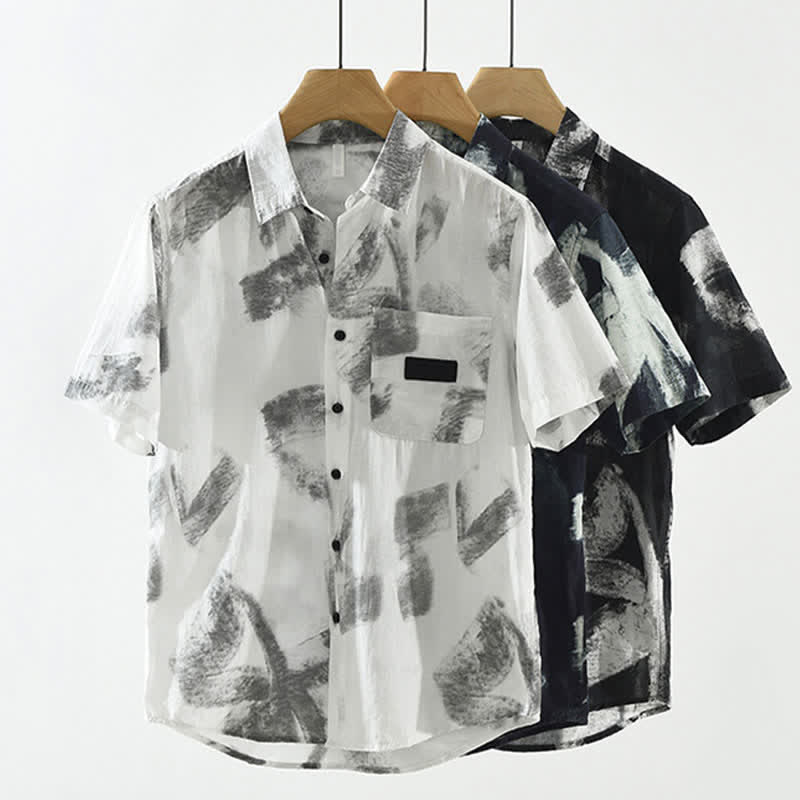 Buddha Stones Summer Casual Button-Up Abstract Men's Short Sleeve Shirts With Pocket - image 11